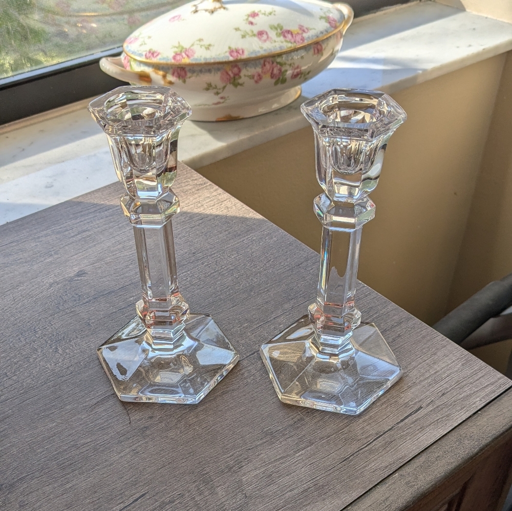 Steuben Crystal Candlestick 7" Pair